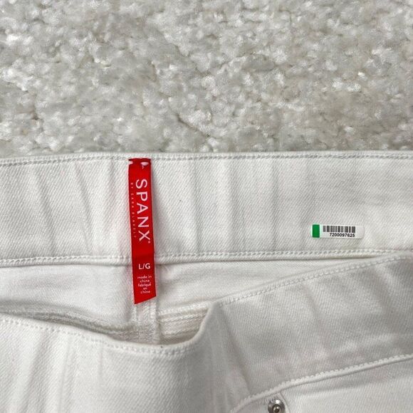 Spanx Side Stripe High Rise Skinny Jean Raw Hem White Gray - Picture 5 of 14